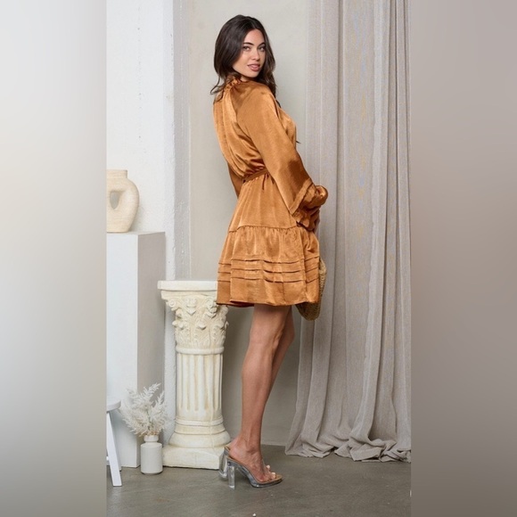 156 Women’s long Puff Sleeve Dress - Picture 2 of 5